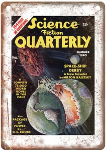 1940 Pulp Cover Science Fiction Quarterly v01 n01 Retro Look Metal Sign J1655 - Picture 1 of 2