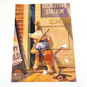 Vintage Jigsaw Puzzle American Recruiting Station Boy Peeking with Box Missing 3 - Picture 1 of 14