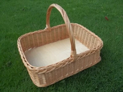 Serviertablett, Tablett mit Bügelgriff und hohem Rand aus Weide - Bild 1 von 2