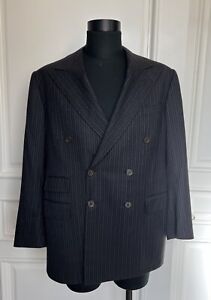 Ralph Lauren Purple Label Striped Double Breasted Suit Jacket England 44 R