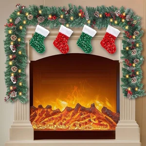 9FT Weihnachtsgirlande mit Lichtern 50 LED 8 Modi Künstliche Beleuchtete Girlande mit - Bild 1 von 9