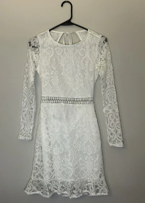 White Lace Backless Dress - Image 1 of 2