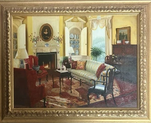 S.H Lee Original Ölgemälde des aufgeführten Künstlers "Wohnzimmer" - Bild 1 von 5