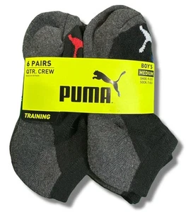 PUMA SOCKS BOYS X6 - LOW CUT 243 ZACK - SZ MEDIUM - SHOE SZ 9-3.5 - BLACK 6 PACK - Picture 1 of 3