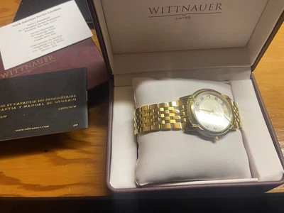 Reloj vintage Wittnauer esfera con marcador de diamantes tono dorado Foto 1 de 2