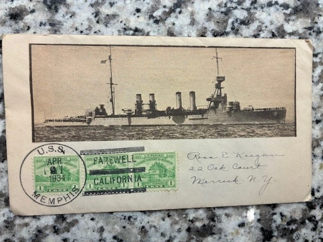 EE. UU. Cubierta naval de Memphis 1934 - Imagen incrustada del buque Foto 1 de 1