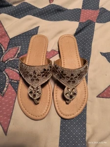 Damen Sandalen Flip Flops Größe 6 Gold Schwarz 2 Paar - Bild 1 von 4