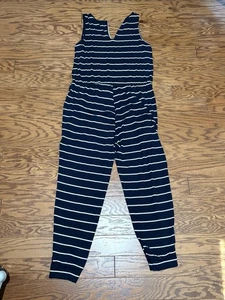 Kirundo ärmelloser Jumpsuit Strampler mit Gummibund & Taschen blau/weiß, Gr. L - Bild 1 von 4