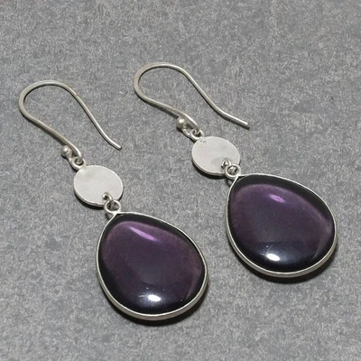 African Amethyst Pear Shape Gemstone Drop Dangle Earrings Jewelry 1.90" SR 5188 - Image 1 of 4