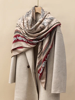 70% Cashmere 30% Silk Shawl 53'' sailor Print Bandana Scarf Wrap Neckerchief new - Image 1 of 3