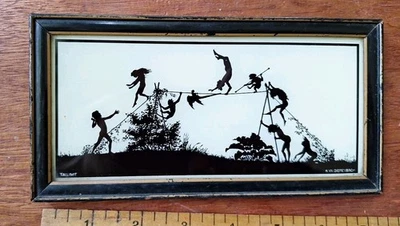  Impresión enmarcada Art Nouveau Silhouette Diefenbach 7 X 3" original Marco de madera #779 Foto 1 de 4