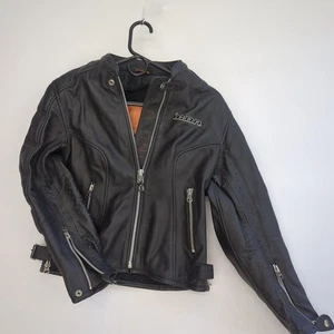Chaqueta Icon Mujer Pequeña Negra Tuscadero Cuero Motocicleta Montar Motociclista Moto - Imagen 1 de 8