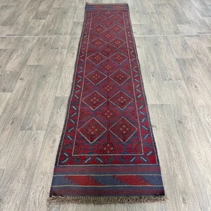 258 x 56cm Vintage Handmade Afghan Carpet Hallway Runner Mushwani Thick Wool Rug - Picture 1 of 24