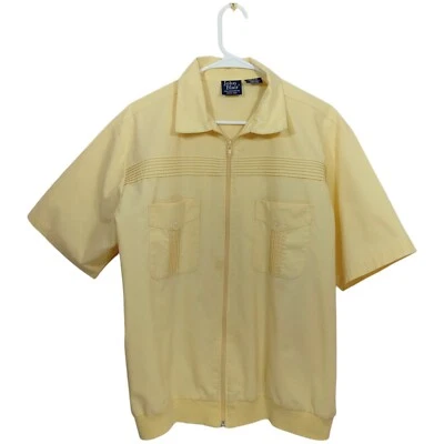 Винтажная желтая рубашка на молнии John Blair размер L с коротким рукавом - Изображение 1 из 4