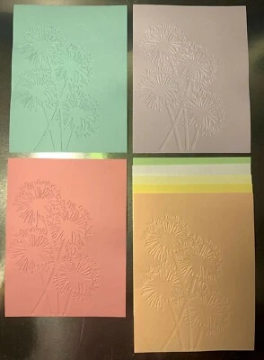 JUEGO DE 8 HOJAS FRENTES DE TARJETAS DE CARTULINA ESTAMPADA EN RELIEVE "Dandilion" Foto 1 de 2