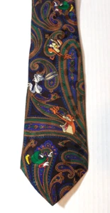 Marvin Taz Wile Bugs Paisley Looney Tunes Mania Necktie Tie WB 1993 90s Vintage - Picture 1 of 8
