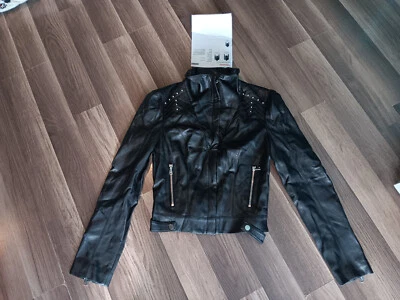 Blanc Noir women's Small Size black color, faux leather motorcycle Jacket NEW - Image 1 of 4