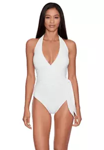 Traje de baño de una pieza blanco talla 14 Lauren Ralph Lauren para mujer con corbata lateral halter - Imagen 1 de 1