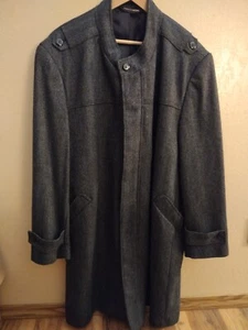 PRONTO MODA Charcoal Gray Herringbone Weave Wool/Cashmere Coat Men's 44R - Picture 1 of 9