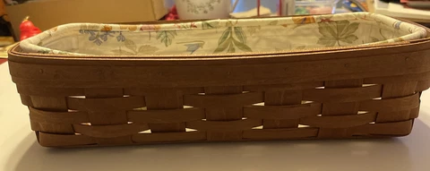 Longaberger Bread Basket 2007 With Plastic And  Fabric Liners Cover