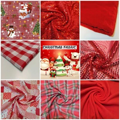 Christmas Craft Material Dress Decor Quilting Fabric By Metre 44" / 58" - Image 1 of 2