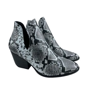 Coconuts by Matisse Women's Ankle Booties 8.5 M Black Faux Leather Snake Print - Picture 1 of 11