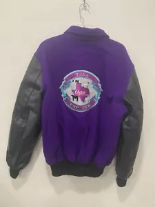 Neff Wool Varsity Jacket Men L Snap Up Texas Junior Livestock Purple & Black - Picture 1 of 10