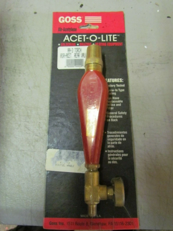 New Old Stock GOSS 7N84  ACET-O-LITE WELDING TORCH WITH AA-3 Handle US MADE - Image 1 of 1