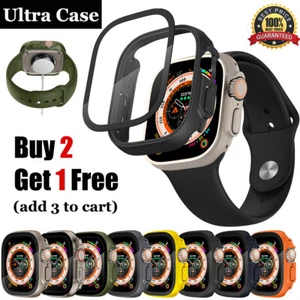 Hard PC Case + Glass Screen Protector Full Cover For Apple Watch Ultra Case 49mm - Picture 1 of 21