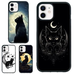 Rubber Case For Samsung Galaxy Apple iPhone magical black cat witch - Picture 1 of 25