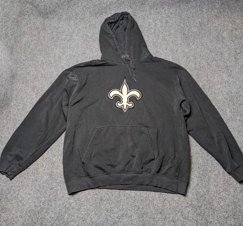 Saints Hoodie Mens Large Black Seatshirt NFL Apparel Adult New Orleans READ Cover