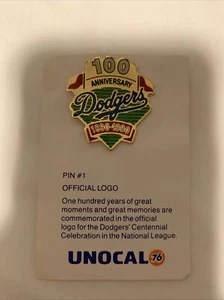 Vintage 1990 Dodgers Unocal 76 Pin #1 100-YEAR ANNIVESARY LOGO Pinback - Bild 1 von 1