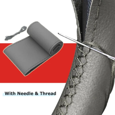 US Car Steering Wheel Cover Needle Thread Protector GRAY DIY Hand Sewing Leather - Image 1 of 4