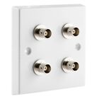 BNC Wall Plate White 4 x Nickel plated brass Terminals - No Soldering Required