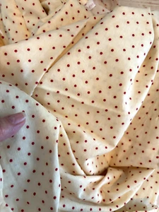 Vtg 2 Yd 42WX74L DEBBIE MUMM The Word Polka Dot FABRIC Quilt RED Ecru Cotton - Picture 1 of 8