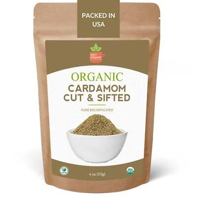 Organic Cut & Sifted Cardamom- Pure Flavor Boost for Beverges, Cooking & Baking Foto 1 de 4