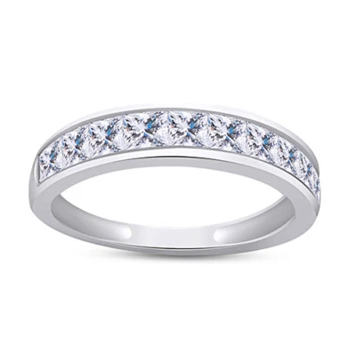 1 克拉公主切割订婚婚礼周年纪念戒指真 14k 白金 — 第 1/4 张图片