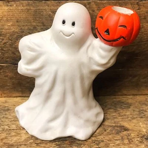 FTD 1993 Ghost with Jack-o-Lantern Candle Holder - Picture 1 of 7