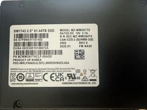 Samsung BM1743 61.44TB U.2 SSD NVMe PCIE Gen4 MZ-WMO61TO MZWMO61THCLF-00AG5 - Picture 1 of 3