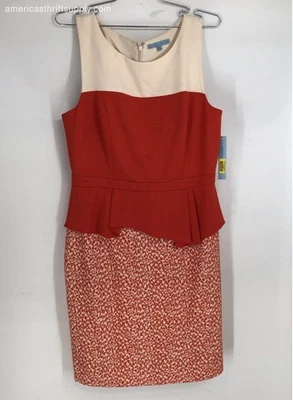 NWT Antonio Melani Women's Ivory Red Sheath Dress - Size 10 - Image 1 of 4
