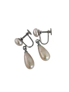 Vintage Japan Drop/Dangle Imitation Pearl Screwback Earrings - Picture 1 of 4