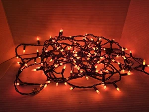 28' Vintage Orange Halloween Decoration String Lights Black Indoor Outdoor  - Picture 1 of 7