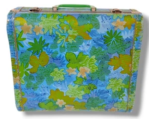 Vintage 1970s Flower Power Hard Travel Suitcase Hippie Retro - Picture 1 of 7