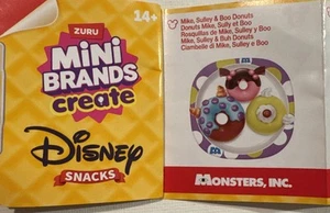 🍩NEW! Zuru Mini Brands CREATE DISNEY SNACKS Monsters Inc MIKE SULLY BOO Donuts - Picture 1 of 5
