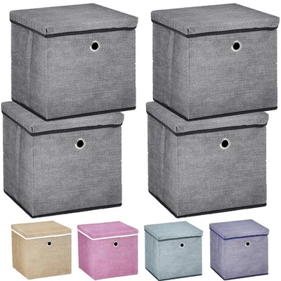 Pack of 4 Foldable Storage Cubes With Lids - Toys, Cloths, Books Organizers Box - Image 1 of 4