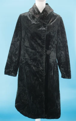 Casaco longo de veludo preto antigo feminino antigo início dos anos 1900 a 1920 tamanho P/M anos 20 - Imagem 1 de 4