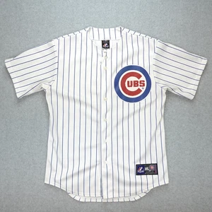 Maglia vintage Majestic Chicago Cubs uomo media bianca autentica MLB gessata - Foto 1 di 13