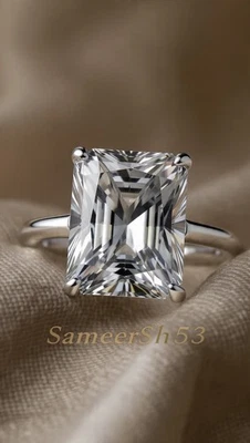 💍 Anillo de 3 quilates corte radiante gris diamante plata cultivado en laboratorio elegante estilo SameerSh53 Foto 1 de 4