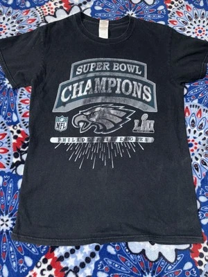 Philadelphia Eagles Superbowl 52 男式 T 恤小号黑色褪色足球 Te — 第 1/4 张图片