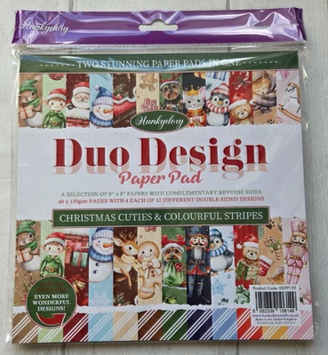 Hunkydory Duo Design Paper Pad - Christmas cuties & colourful stripes - NEW - Image 1 of 3